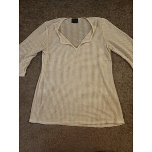 Jordan Taylor Swim Cover Up Women Large Tunic Ivory Lace Pullover 3/4 Sleeves